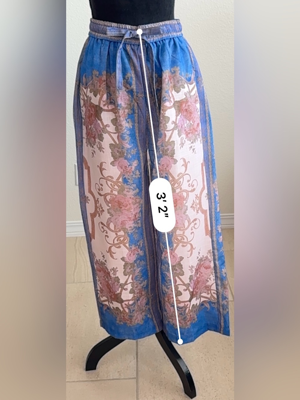 Women's Pink & Blue Printed Linen Jumpsuit - Picture 15 of 16
